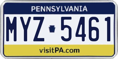 PA license plate MYZ5461