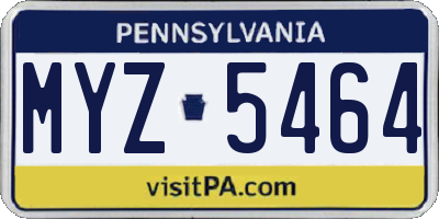 PA license plate MYZ5464