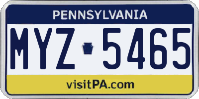 PA license plate MYZ5465