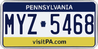 PA license plate MYZ5468