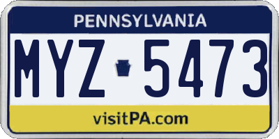 PA license plate MYZ5473