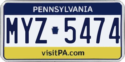 PA license plate MYZ5474