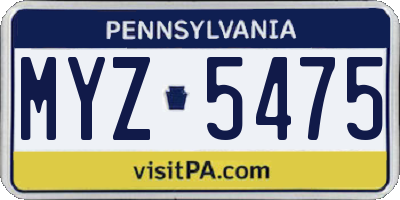 PA license plate MYZ5475