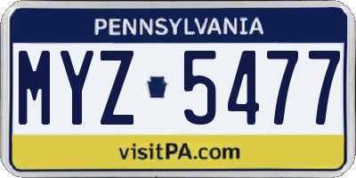 PA license plate MYZ5477