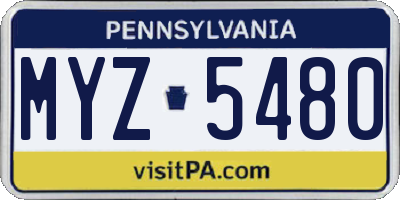 PA license plate MYZ5480
