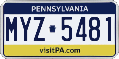 PA license plate MYZ5481