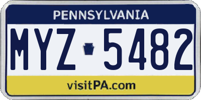 PA license plate MYZ5482