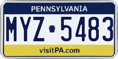 PA license plate MYZ5483