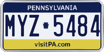 PA license plate MYZ5484