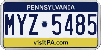 PA license plate MYZ5485