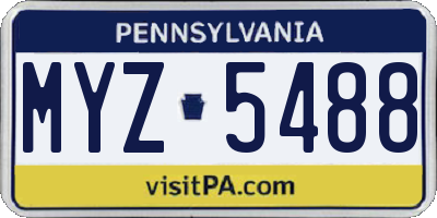 PA license plate MYZ5488
