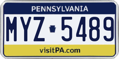 PA license plate MYZ5489