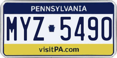 PA license plate MYZ5490