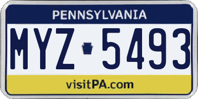 PA license plate MYZ5493