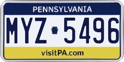 PA license plate MYZ5496