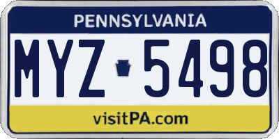 PA license plate MYZ5498