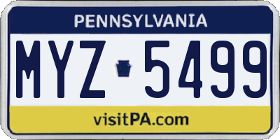 PA license plate MYZ5499