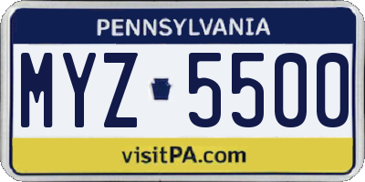 PA license plate MYZ5500