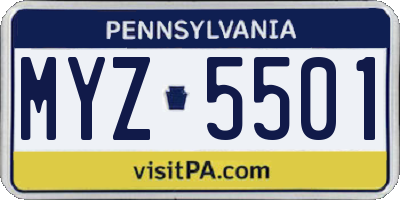 PA license plate MYZ5501