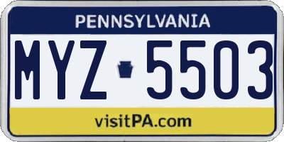PA license plate MYZ5503