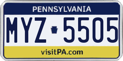 PA license plate MYZ5505