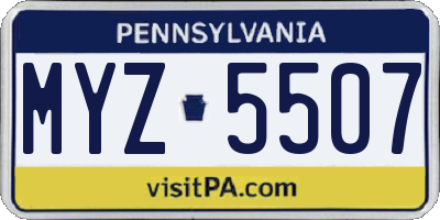 PA license plate MYZ5507