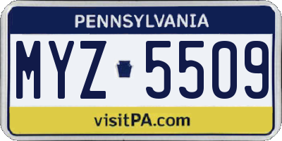 PA license plate MYZ5509