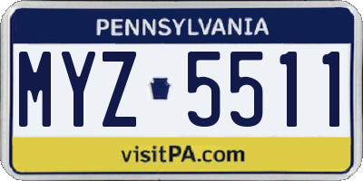 PA license plate MYZ5511