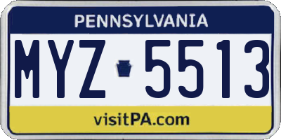 PA license plate MYZ5513