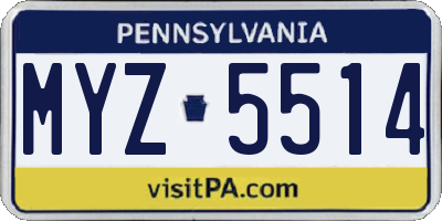 PA license plate MYZ5514