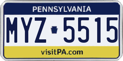 PA license plate MYZ5515