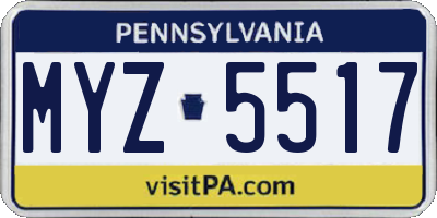 PA license plate MYZ5517