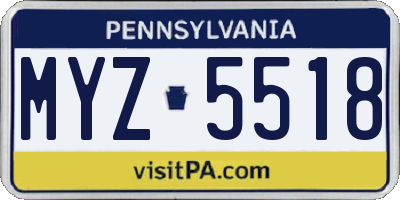 PA license plate MYZ5518