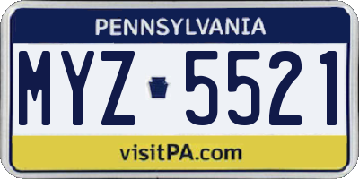 PA license plate MYZ5521