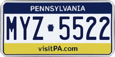 PA license plate MYZ5522