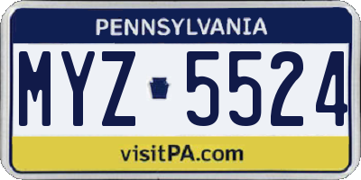 PA license plate MYZ5524