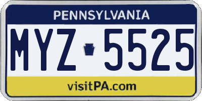PA license plate MYZ5525