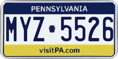 PA license plate MYZ5526