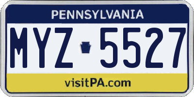 PA license plate MYZ5527