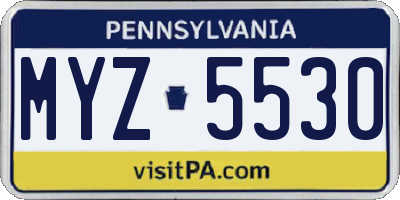 PA license plate MYZ5530