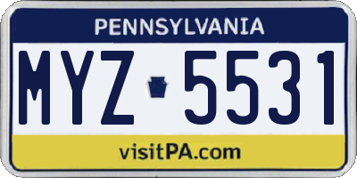 PA license plate MYZ5531