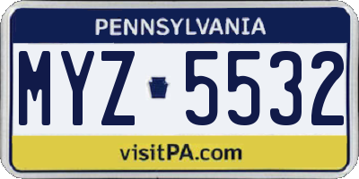PA license plate MYZ5532