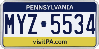 PA license plate MYZ5534