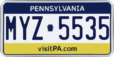 PA license plate MYZ5535
