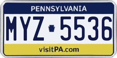 PA license plate MYZ5536