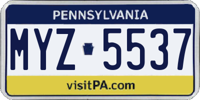 PA license plate MYZ5537
