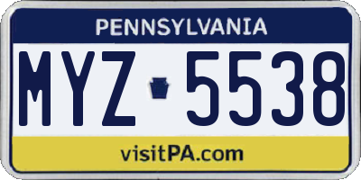 PA license plate MYZ5538