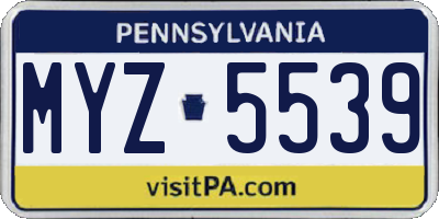 PA license plate MYZ5539