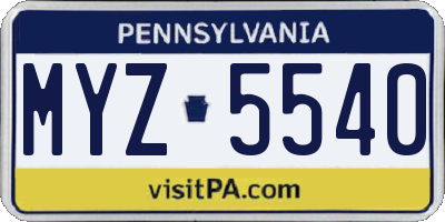 PA license plate MYZ5540