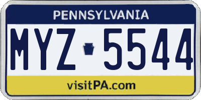 PA license plate MYZ5544